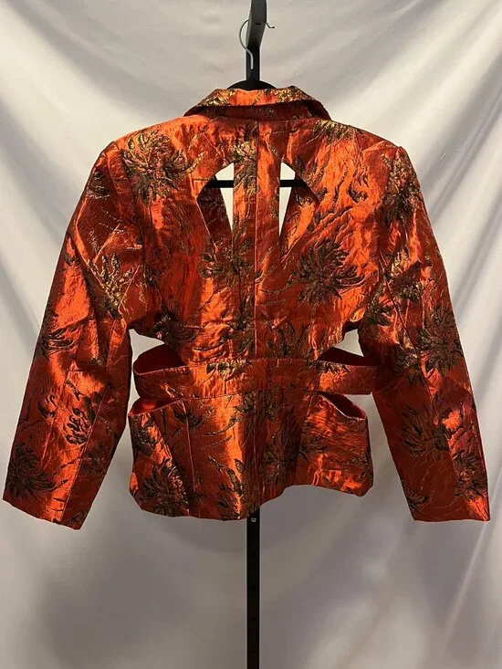 AKIRA Heavy Brocade Red Cutout Jacket NWOT – Size XL (Fits M/L) - Picture 13 of 16